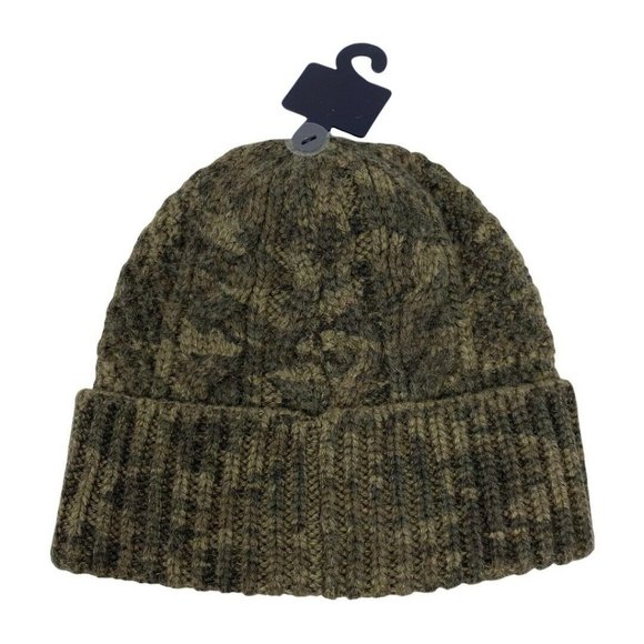 POLO RALPH LAUREN Camouflage Cable Knit Camo Beanie Hat Olive Green - Picture 9 of 12